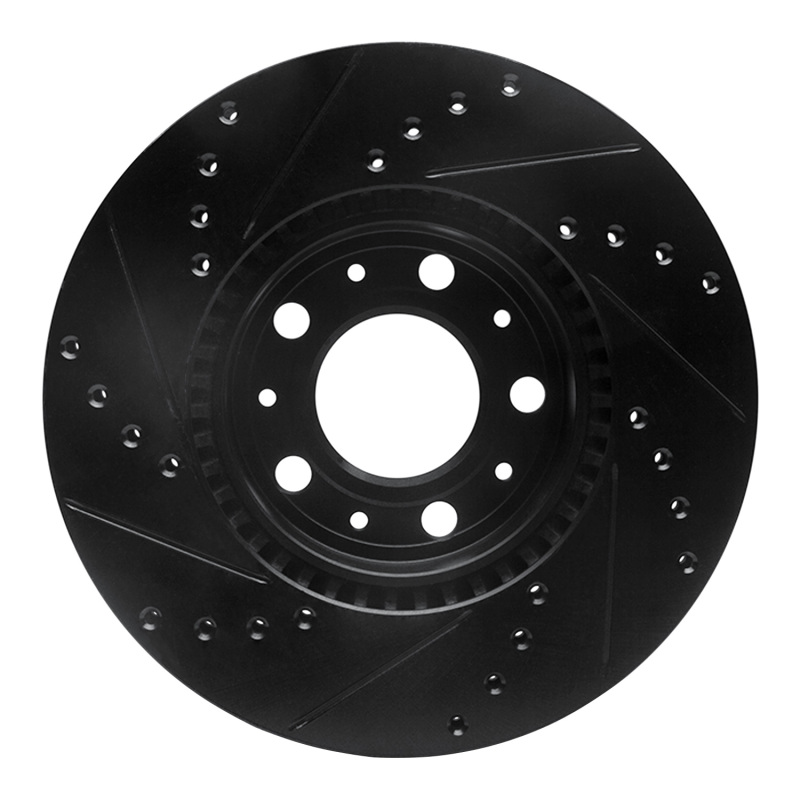 Volvo S90 Brake Rotor (1) - Front Right - R1 Concepts - Drilled & Slotted - Black - `95-`04